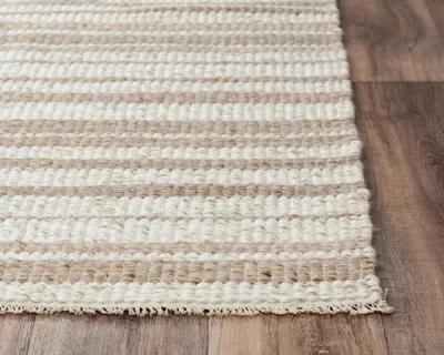 Capri Ivory/Beige Stripe Polyester/Wool Blend 7'6" x 9'6" Rectangle Rug