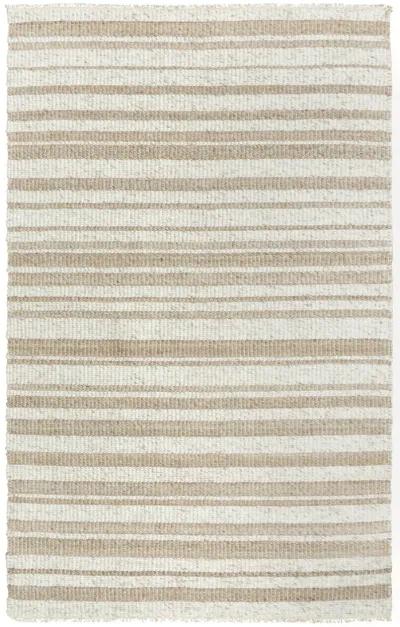 Capri Ivory/Beige Stripe Polyester/Wool Blend 7'6" x 9'6" Rectangle Rug