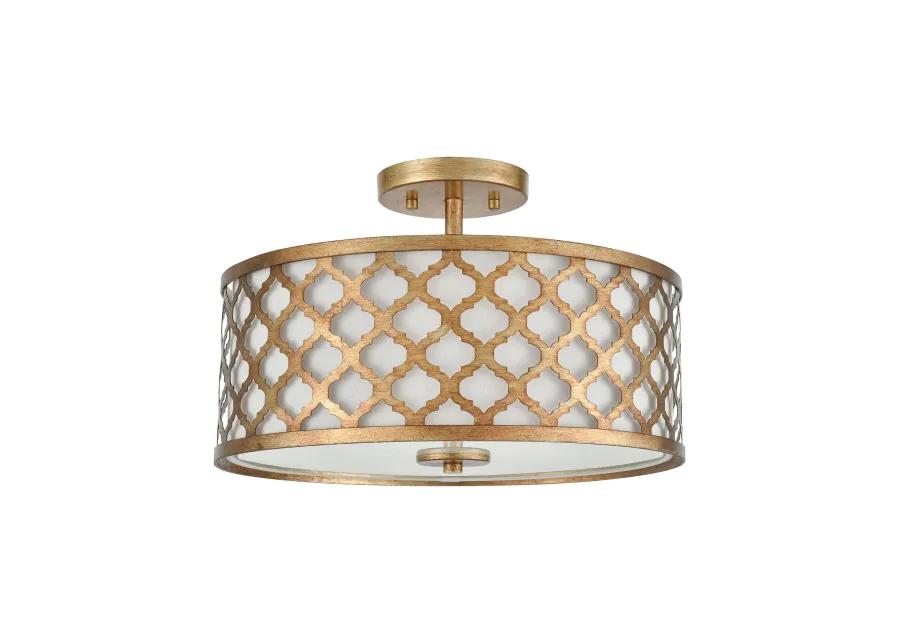 Arabesque 16" Wide 3-Light Semi Flush Mount - Bronzed Gold