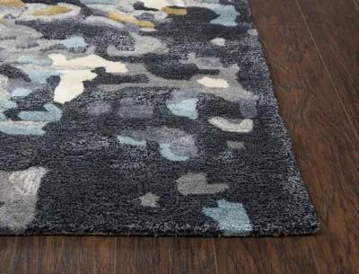 Mod Gray/Beige Abstract Wool/Tencel 5' x 8' Rectangle Rug