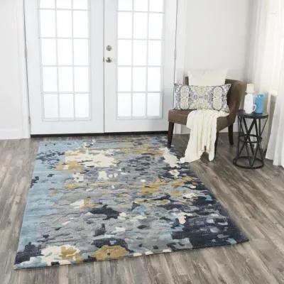 Mod Gray/Beige Abstract Wool/Tencel 5' x 8' Rectangle Rug