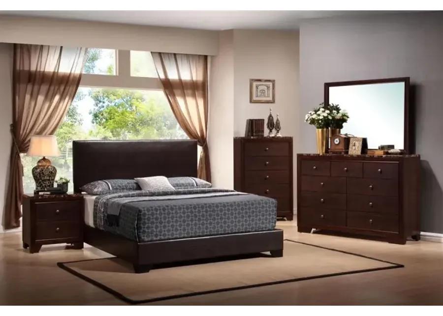 Conner Full Upholstered Panel Bed Dark Brown