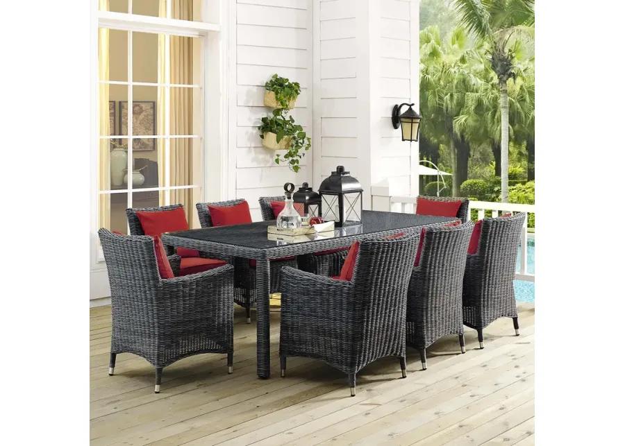 Summon 9 Piece Outdoor Patio Sunbrella® Dining Set