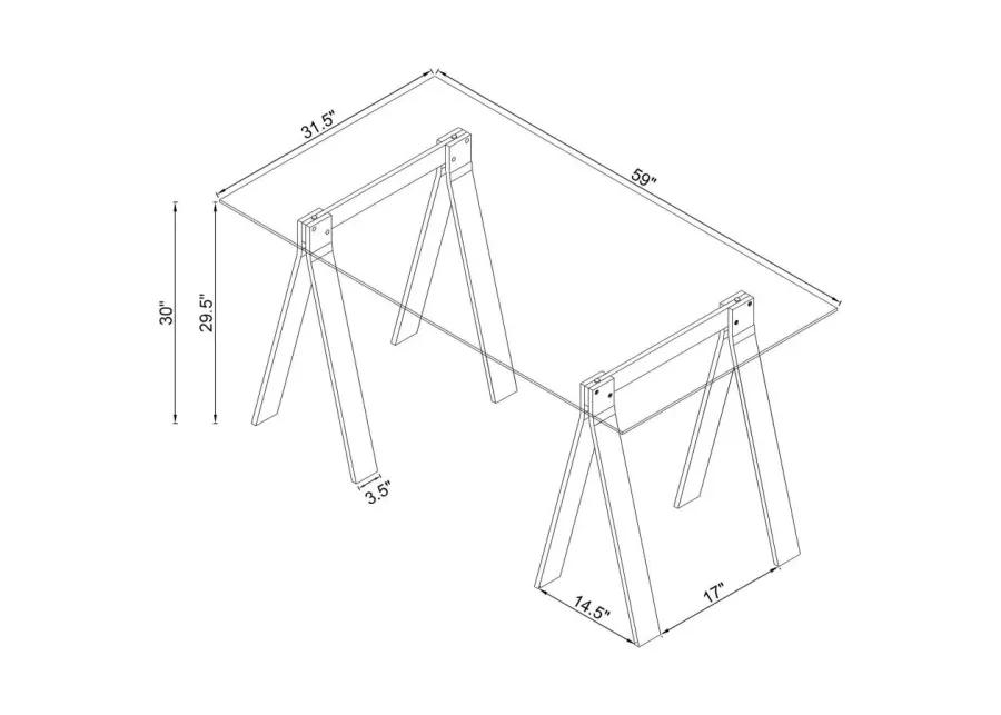 Alannah Writing Desk with Glass Top Clear