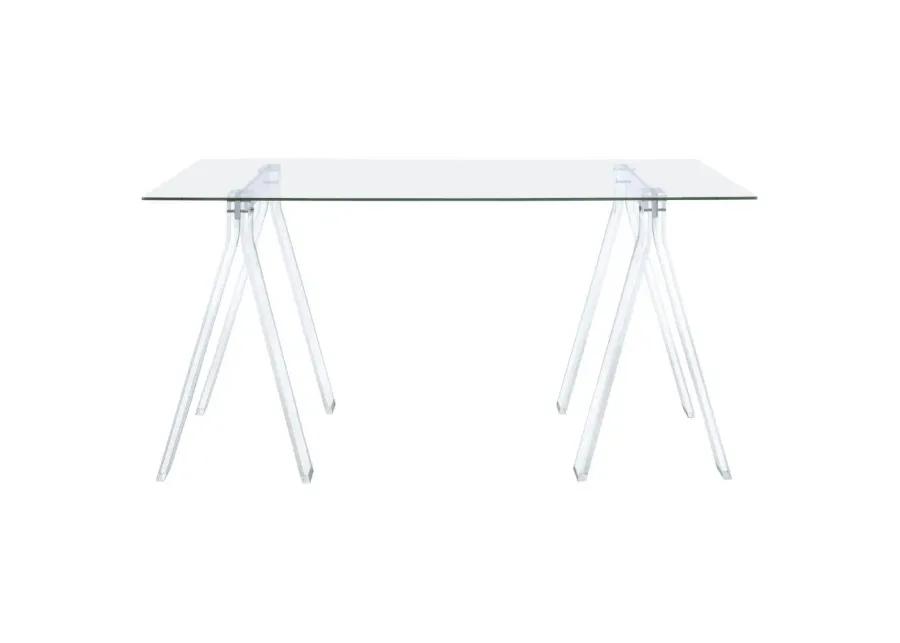 Alannah Writing Desk with Glass Top Clear