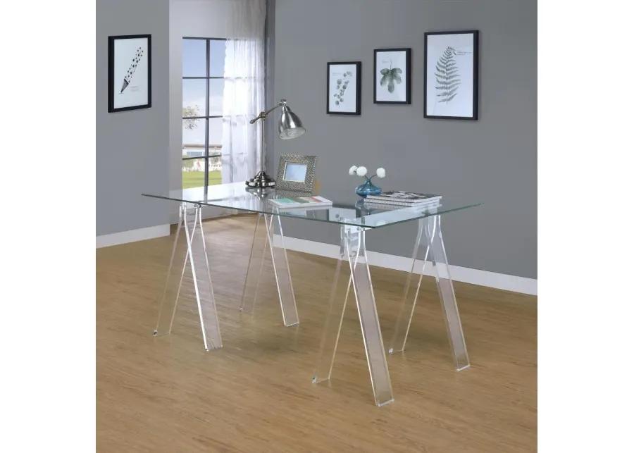 Alannah Writing Desk with Glass Top Clear