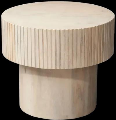 Notch Mango Wood Round Side Table