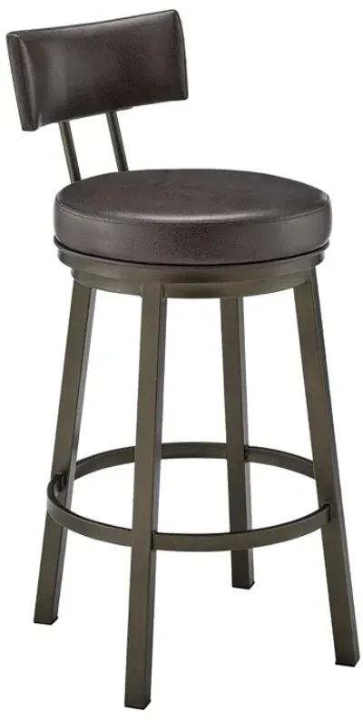 Dalza Swivel Counter or Bar Stool in Mocha Finish with Brown Faux Leather