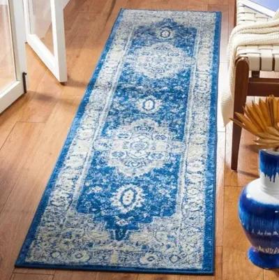 Brentwood 851 Navy / Grey 2' X 8' Runner Powerloomed Rug