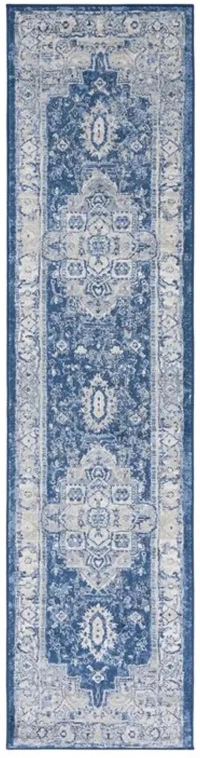 Brentwood 851 Navy / Grey 2' X 8' Runner Powerloomed Rug