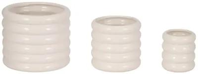 S/3 4/6/7" Stacked Rings Planters, White