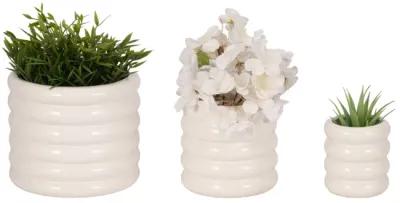 S/3 4/6/7" Stacked Rings Planters, White