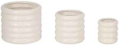 S/3 4/6/7" Stacked Rings Planters, White