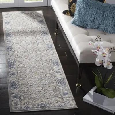 Brentwood 869 Light Grey / Blue 2' X 18' Runner Powerloomed Rug