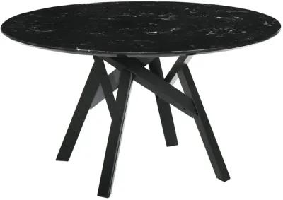 Venus and Polly 5 Piece Black Marble Round Dining Set