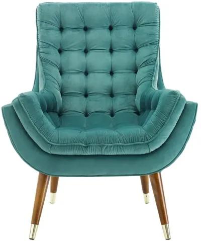 Suggest Button Tufted Performance Velvet Lounge Chair