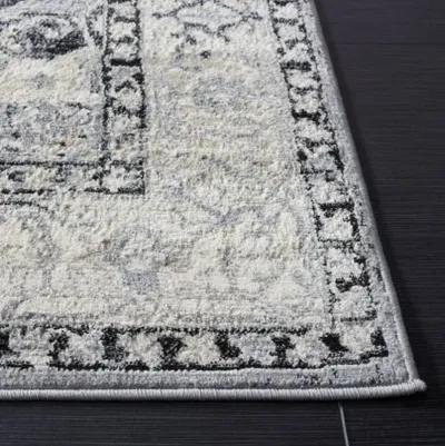 Brentwood 851 Silver / Black 2' X 8' Runner Powerloomed Rug