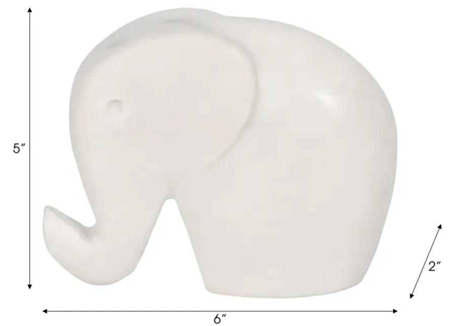 6" Trunk Up Marble Elephant, White