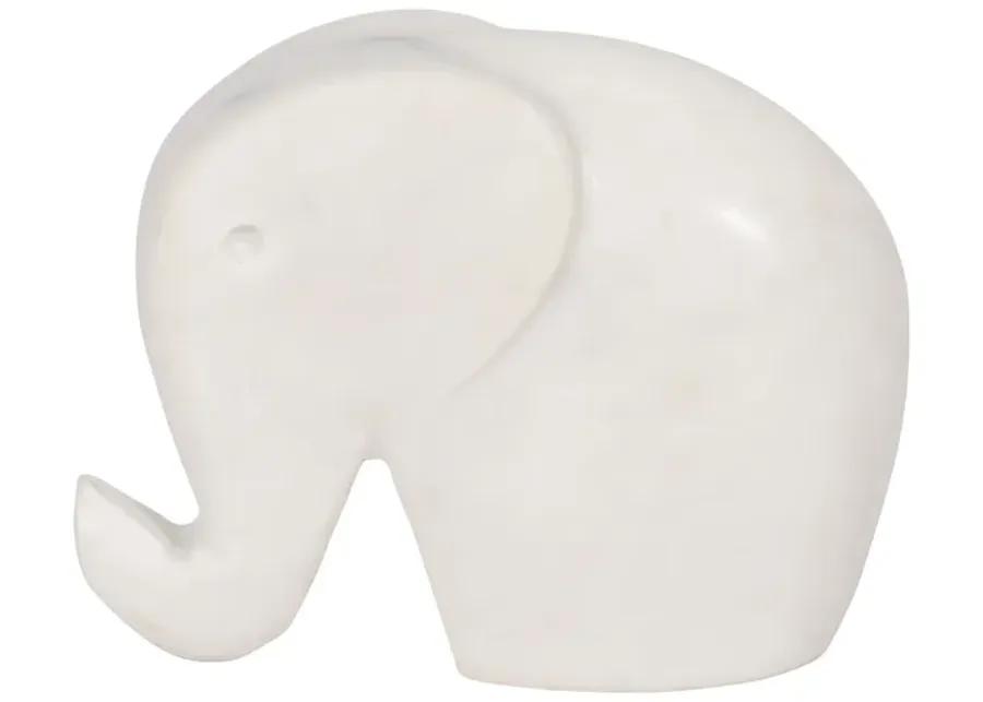 6" Trunk Up Marble Elephant, White