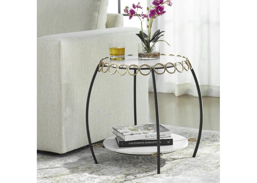 Chainlink White Marble Side Table