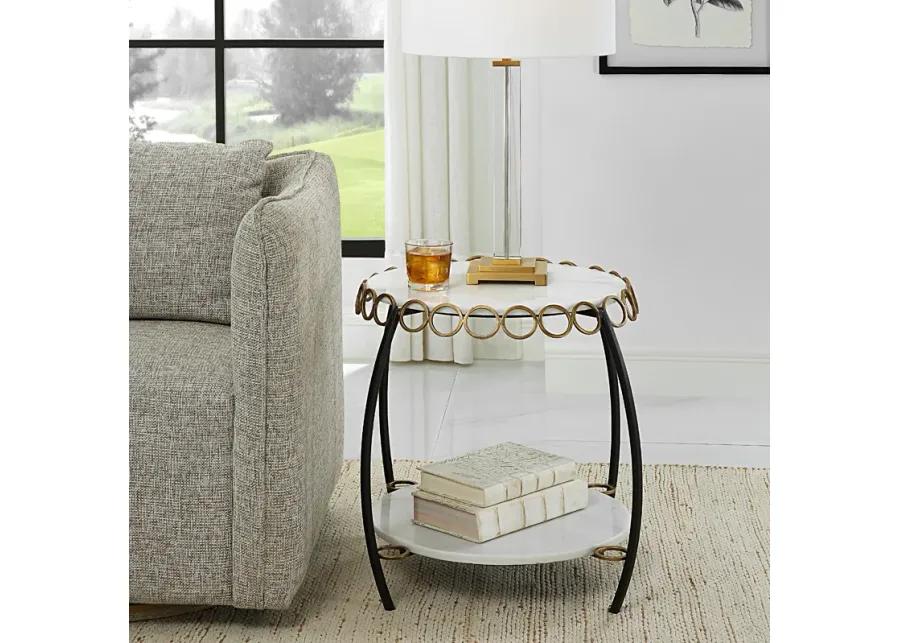 Chainlink White Marble Side Table