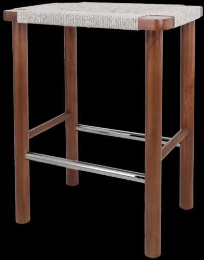 Elio Wood Counter Stool w/ Rope, Cinnamon Brown/Sand Lace 