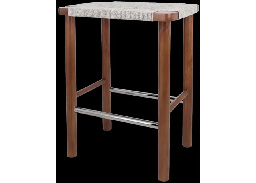 Elio Wood Counter Stool w/ Rope, Cinnamon Brown/Sand Lace 