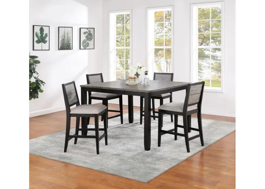 Elodie 5-piece Counter Height Dining Table Set with Extension Leaf Grey and Black