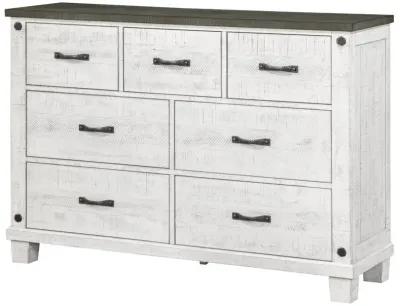 Lilith 7-drawer Dresser Distressed Grey and White