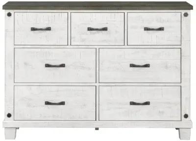 Lilith 7-drawer Dresser Distressed Grey and White