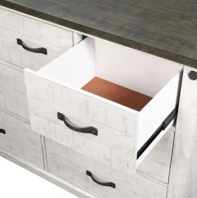 Lilith 7-drawer Dresser Distressed Grey and White