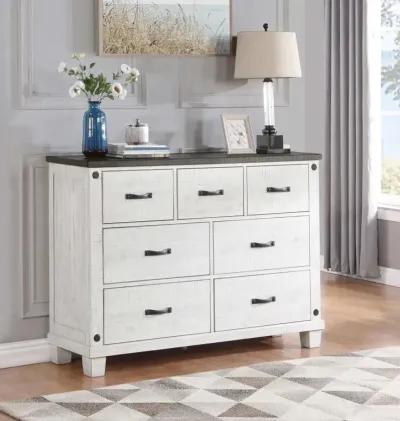 Lilith 7-drawer Dresser Distressed Grey and White