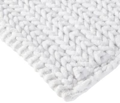 Madison Park Lasso White 100% Cotton Chenille Chain Stitch Rug