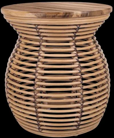 Quito Rattan Side/ End Table w/ Wood Top, Honey 