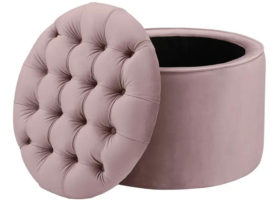 Queen Mauve Velvet Storage Ottoman