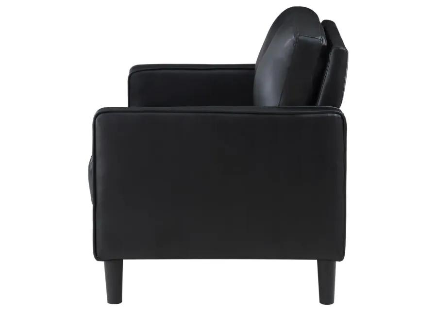 Ruth Upholstered Track Arm Faux Leather Loveseat Black