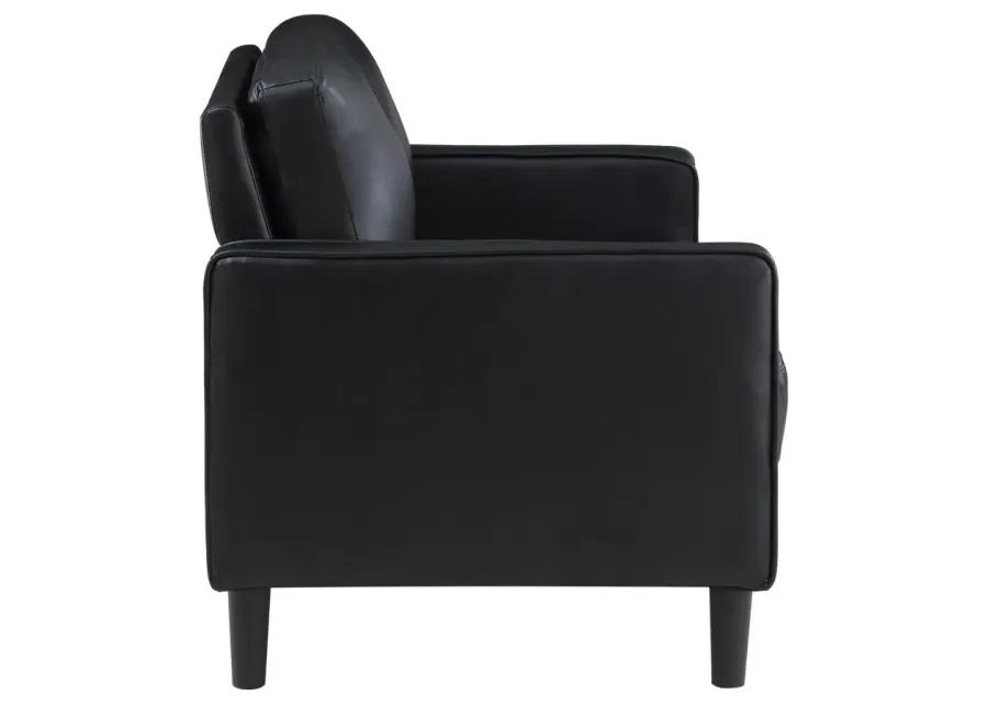 Ruth Upholstered Track Arm Faux Leather Loveseat Black