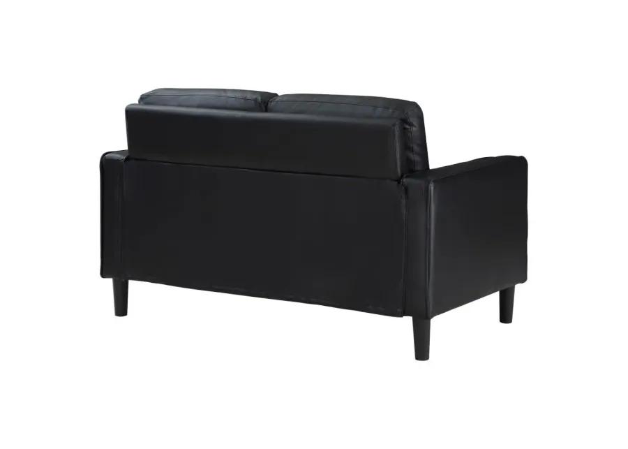 Ruth Upholstered Track Arm Faux Leather Loveseat Black