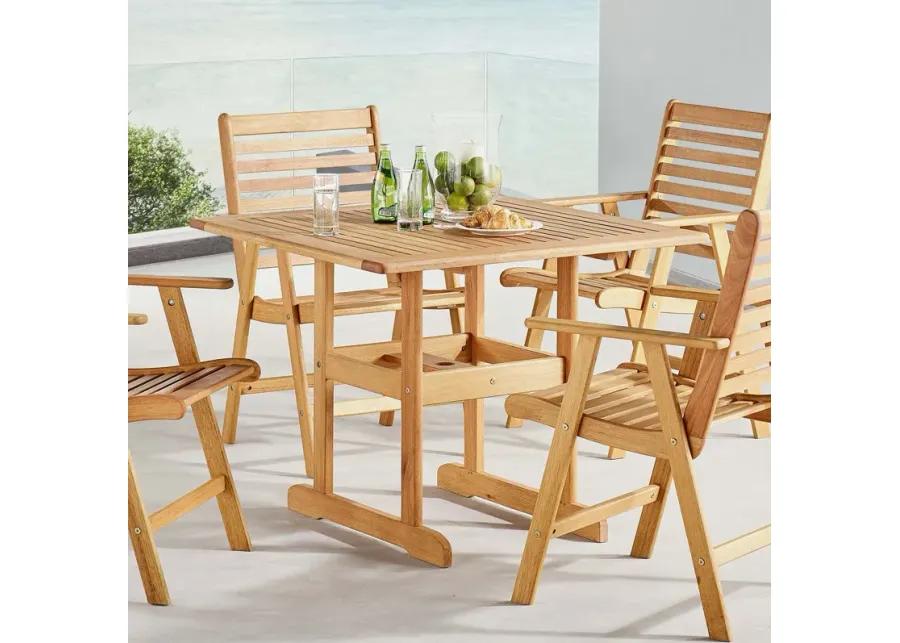 Hatteras 36" Square Outdoor Patio Eucalyptus Wood Dining Table