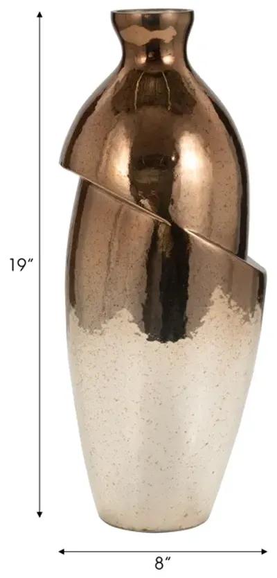 Glass, 19" Abstract Vase, Bronze