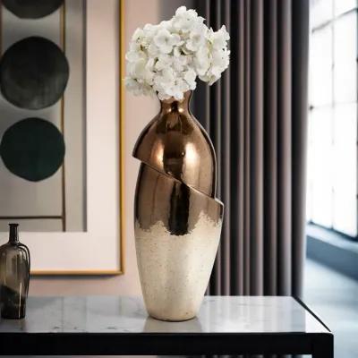 Glass, 19" Abstract Vase, Bronze