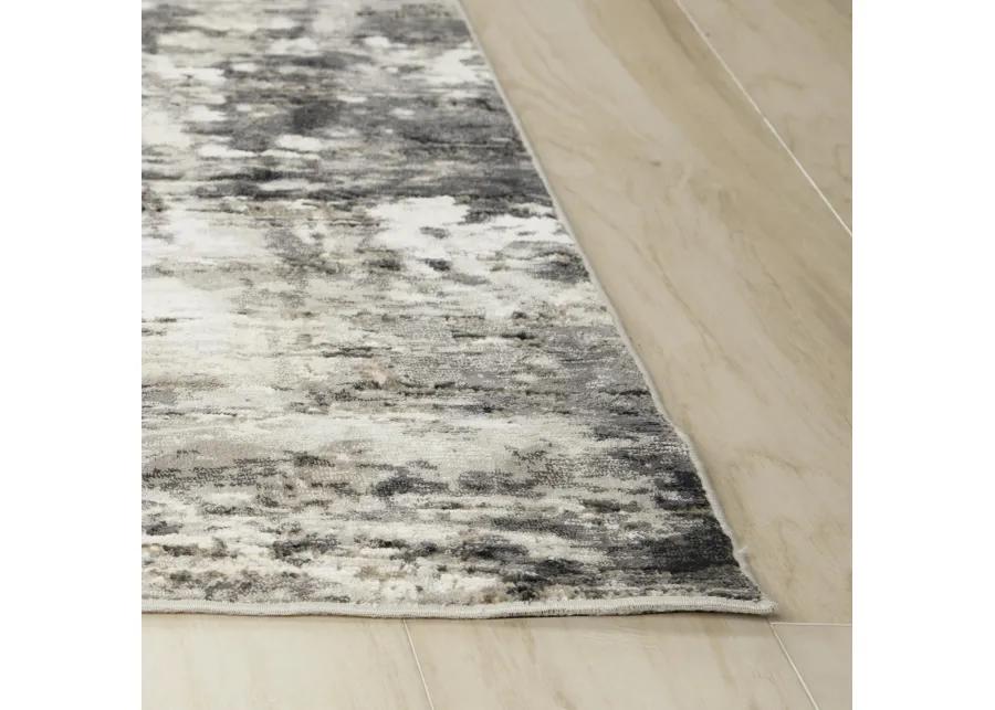 Calabria Ivory Abstract Polyester 5'3" x 7'6" Rectangle Rug