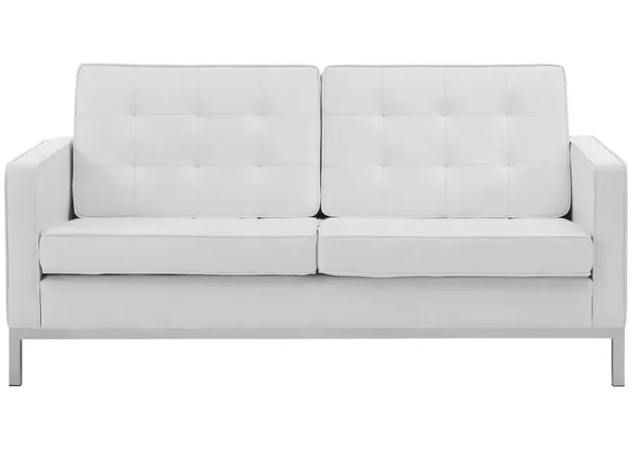 Loft Tufted Upholstered Faux Leather Loveseat