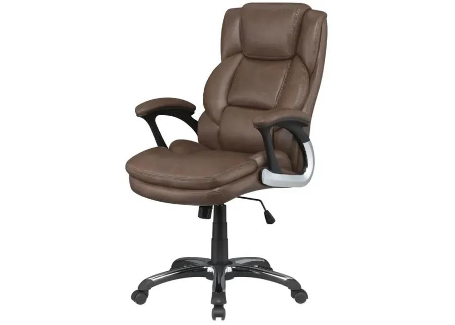 Nerris Adjustable Height Office Chair with Padded Arm Brown and Black