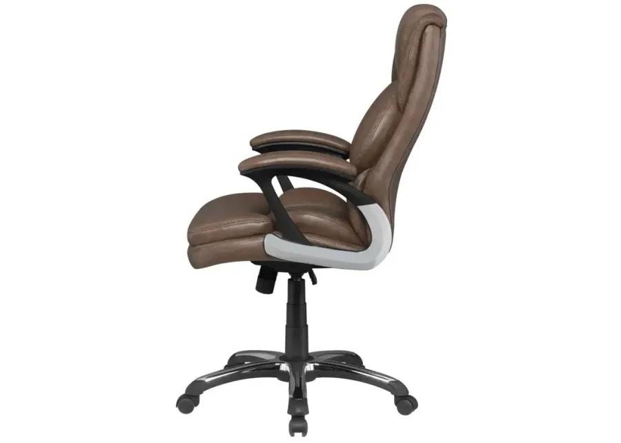 Nerris Adjustable Height Office Chair with Padded Arm Brown and Black