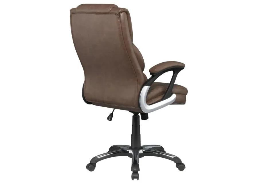 Nerris Adjustable Height Office Chair with Padded Arm Brown and Black