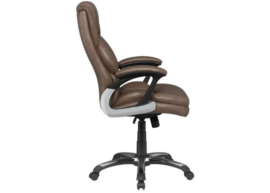 Nerris Adjustable Height Office Chair with Padded Arm Brown and Black