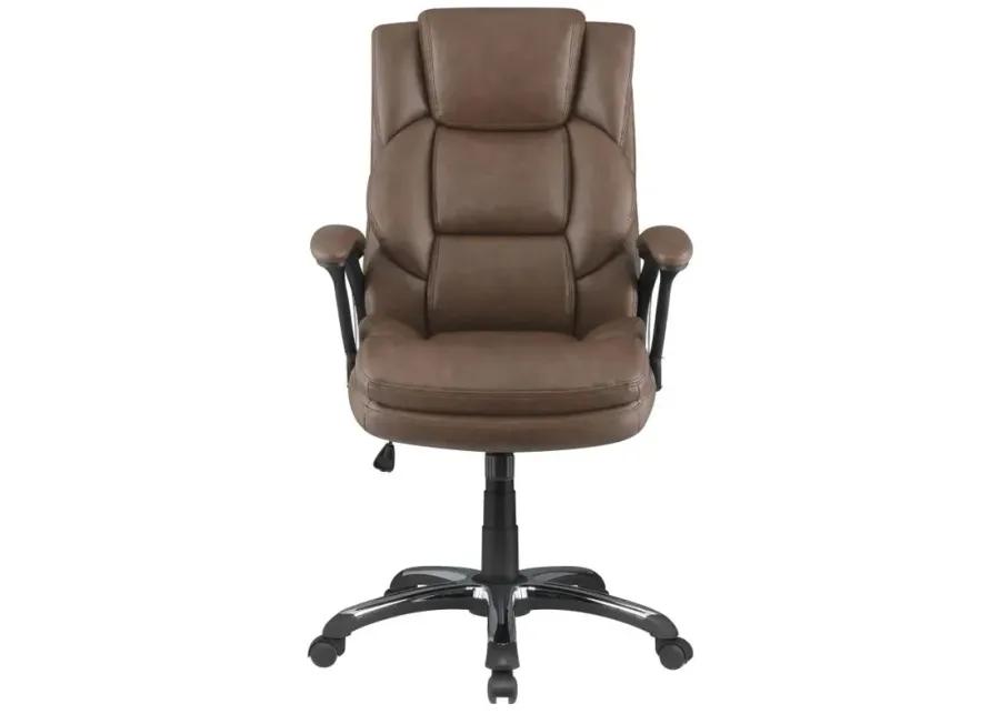 Nerris Adjustable Height Office Chair with Padded Arm Brown and Black