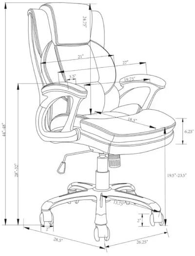 Nerris Adjustable Height Office Chair with Padded Arm Brown and Black