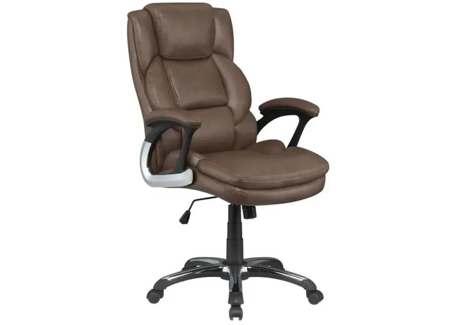 Nerris Adjustable Height Office Chair with Padded Arm Brown and Black